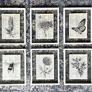 Vintage Dictionary Artwork Picture Wall Collage Prints, Set of 6